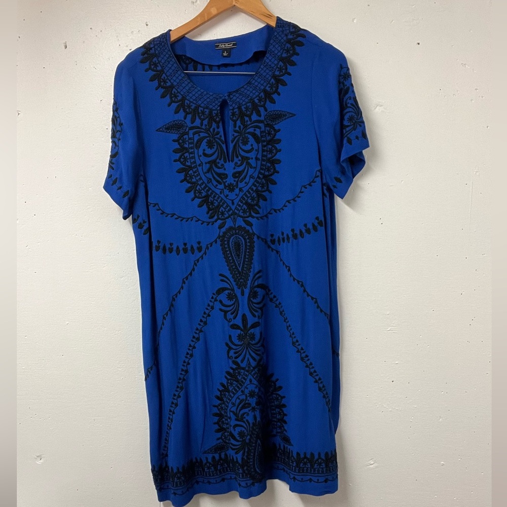 Lucky Brand Blue Beaded Shift Dress – Size L